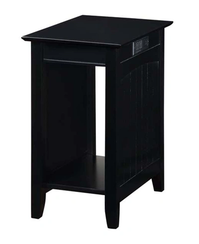 Convenience Concepts Edison End Table With Charging Station And Shelf In Black
