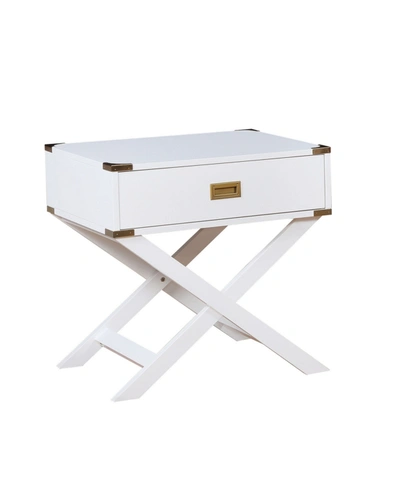 Furniture Of America Nenol X-shape Legs Side Table In White