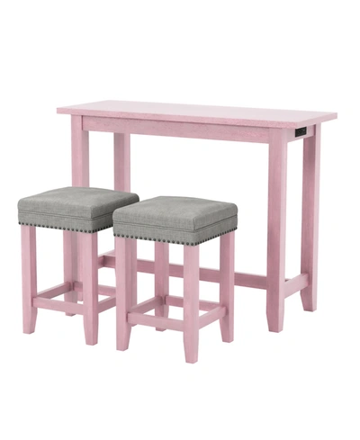 Furniture Of America Sundsvail Rectangle Dining Table Set, 3 Piece In Pink