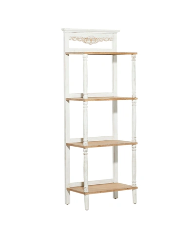 Rosemary Lane Wood Farmhouse Shelving Unit In White