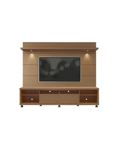 Manhattan Comfort Cabrini Tv Stand And Floating Wall Tv Panel With Led Lights In White