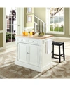 Crosley Oxford Butcher Block Top Kitchen Island With 24" Upholstered Square Seat Stools
