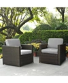 CROSLEY PALM HARBOR 2 PIECE OUTDOOR WICKER SEATING SET WITH CUSHIONS - 2 OUTDOOR WICKER CHAIRS