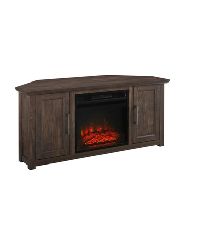 Crosley Camden 48" Corner Tv Stand With Fireplace In Brown