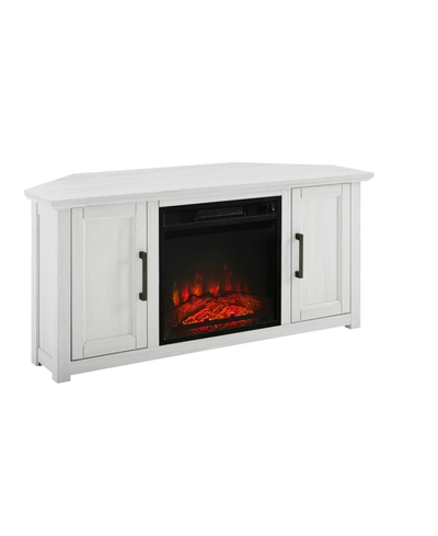 Crosley Camden 48" Corner Tv Stand With Fireplace In White