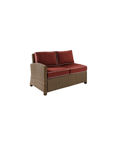 Crosley Bradenton Outdoor Wicker Sectional Right Corner Loveseat With Cushions In Red