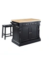 Crosley Oxford Butcher Block Top Kitchen Island With 24" Upholstered Square Seat Stools