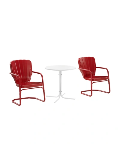 Crosley Ridgeland 3 Piece Outdoor Bistro Set In Red