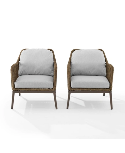 Crosley Haven Outdoor Wicker Armchair Set, 2 Piece In Light Gray