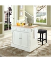 Crosley Oxford Butcher Block Top Kitchen Island With 24" Upholstered Square Seat Stools