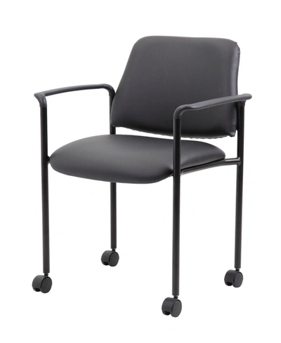 Boss Office Products Square Back Diamond Stacking Chair With Arm In Black