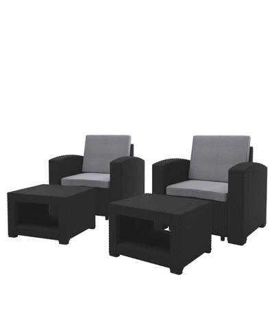 Corliving Distribution Adelaide 4 Piece All-weather Chair And Ottoman Patio Set In Black