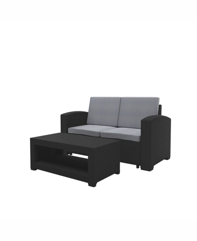 Corliving Distribution Adelaide 2 Piece All-weather Loveseat Patio Set In Black