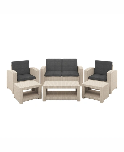 Corliving Distribution Adelaide 6 Piece All-weather Conversation Set In Beige