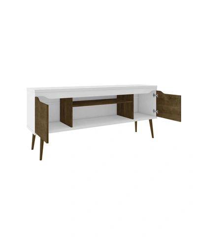Manhattan Comfort Bradley 62.99" Tv Stand In White And Rustic Brown