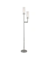 Hudson & Canal Basso Polished Nickel 2-light Torchiere Floor Lamp With Clear Glass Shades