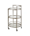 Hudson & Canal Hause Round Bar Cart With Mirrored Shelf