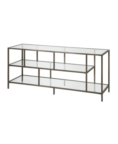 Hudson & Canal Winthrop Tv Stand With Glass Shelves In Gray