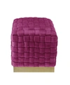NICOLE MILLER SATINE WOVEN CUBE OTTOMAN WITH METAL BASE