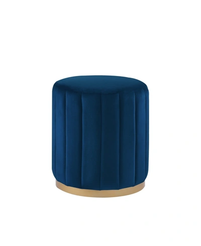 Nicole Miller Flavia Upholstered Round Ottoman In Navy