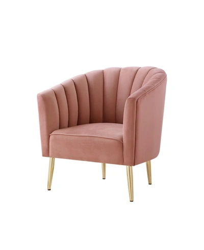 Nicole Miller Cecilio Velvet Tufted Accent Chair With Tapered Metal Legs In Blush