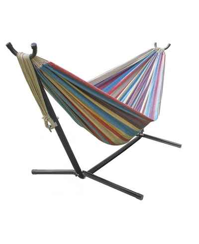 Sorbus Brazilian Double Hammock With Stand In Blue