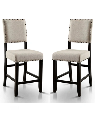 Furniture Of America Langly Upholstered Pub Chair (set Of 2) In Beige