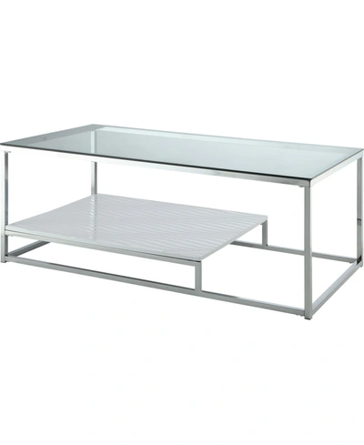 Furniture Of America Nadia Glass Top Coffee Table In White