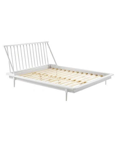 Walker Edison Modern Wood Queen Spindle Bed In White
