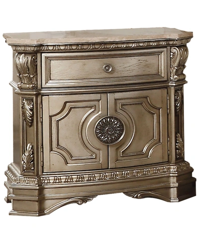 Acme Furniture Northville Nightstand With Marble Top In Champagne