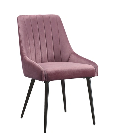 Acme Furniture Caspian Side Chair In Pink Fabric And Black Finish