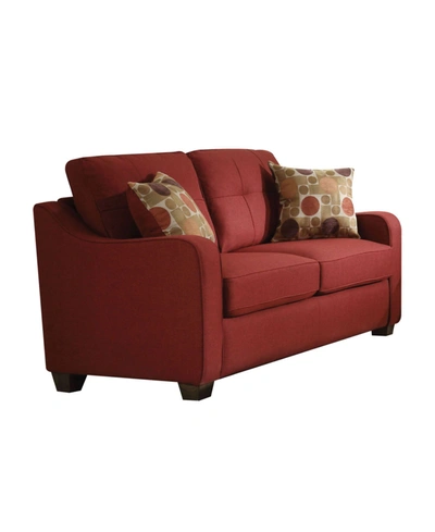 Acme Furniture Cleavon Ii Loveseat With 2 Pillows In Red