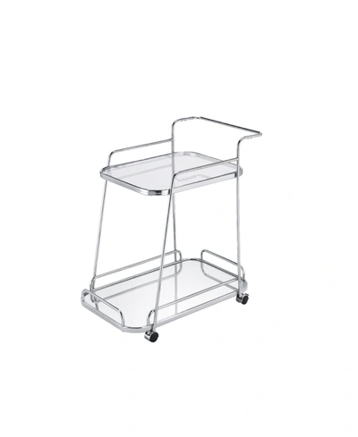 Acme Furniture Aegis Serving Cart In Clear Glass And Chrome Finish