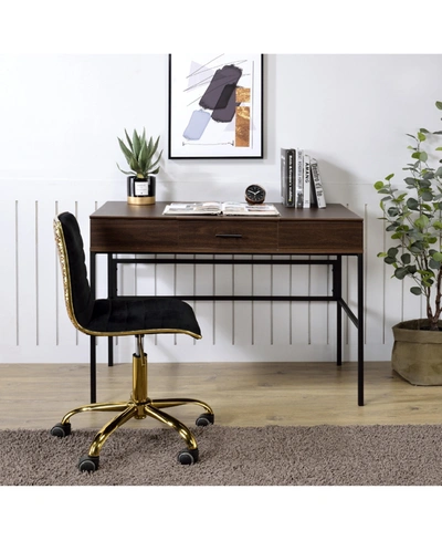 Acme Furniture Verster Writing Desk With Usb Charging Dock In Oak And Black Finish