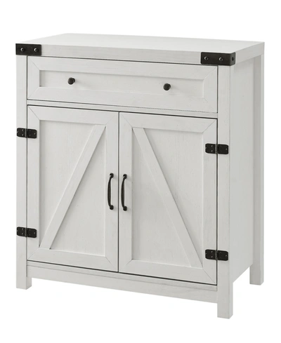 Walker Edison Farmhouse Barn Door Accent Cabinet In White