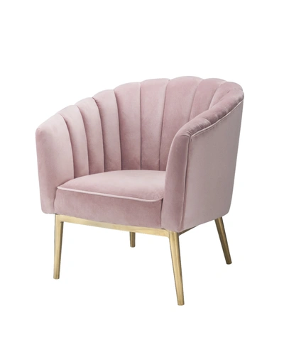 Acme Furniture Colla Accent Chair In Blush Pink Velvet Texture And Gold-tone