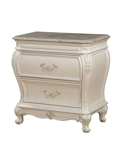 Acme Furniture Chantelle Nightstand With Granite Top In White