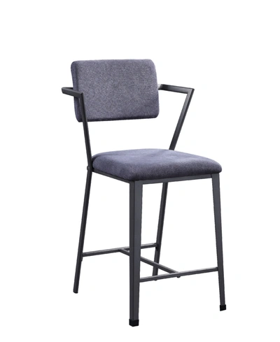 Acme Furniture Cargo Counter Height Chairs, Set Of 2 In Gray Fabric And Gunmetal