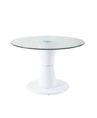 Acme Furniture Kavi Coffee Table In Clear Glass And White High Gloss