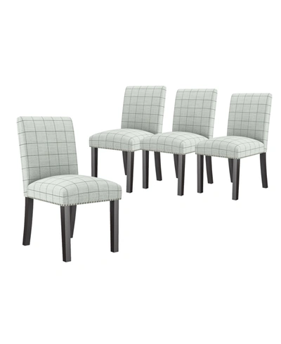 Handy Living Blanca Upholstered Armless Dining Chairs, Set Of 4 In Blue