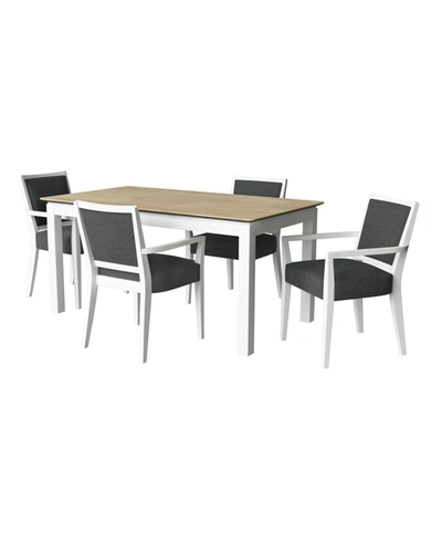 Handy Living Weston 5 Piece Smart Top Dining Table And Upholstered Arm Chairs