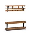 ALATERRE FURNITURE RYEGATE NATURAL LIVE EDGE BENCH WITH COAT HOOK SHELF SET