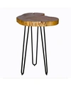 ALATERRE FURNITURE HAIRPIN NATURAL LIVE EDGE WOOD WITH METAL 20" ROUND END TABLE