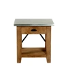 ALATERRE FURNITURE MILLWORK WOOD AND ZINC METAL END TABLE WITH DRAWER