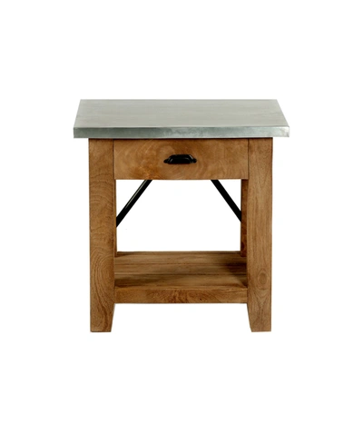 Alaterre Furniture Millwork Wood And Zinc Metal End Table With Drawer