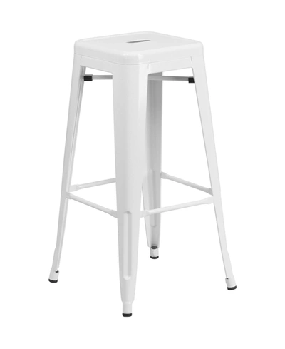 Clickhere2shop 30'' High Backless Metal Indoor-outdoor Barstool With Square Seat In White