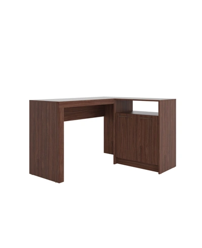 Manhattan Comfort Kalmar L -shaped Office Desk In Dark Brown