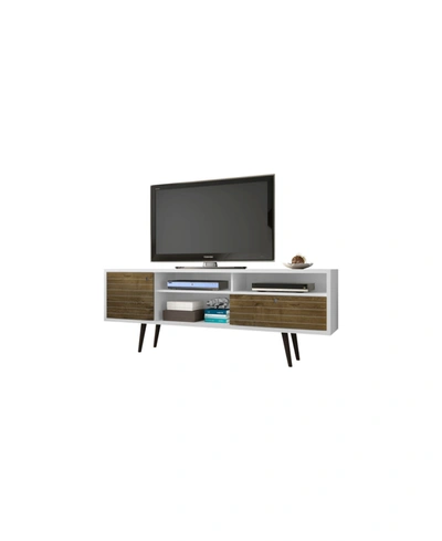 Manhattan Comfort Liberty 70.86" Mid Century - Modern Tv Stand With 4 Shelving Spaces And 1 Drawer In Brown