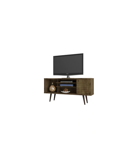 Manhattan Comfort Liberty 53.14" Mid Century - Modern Tv Stand With 5 Shelves And 1 Door In Taupe