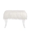 GLITZHOME 24.02" L FAUX FUR UPHOLSTERED BENCH WITH ACRYLIC LEGS